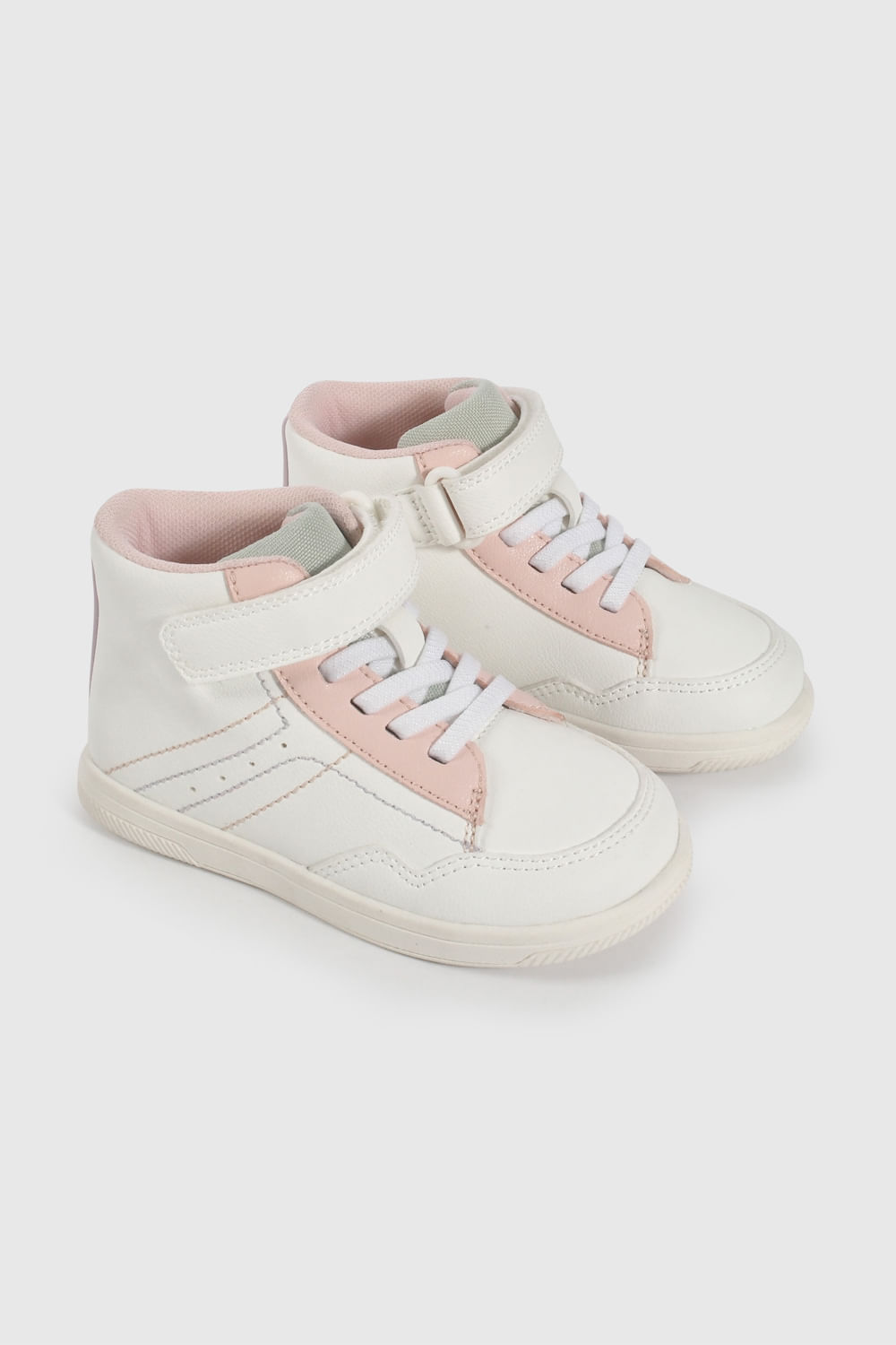 Zapatilla Urbana Blanca Caña Alta con Velcro talla 21 a 27