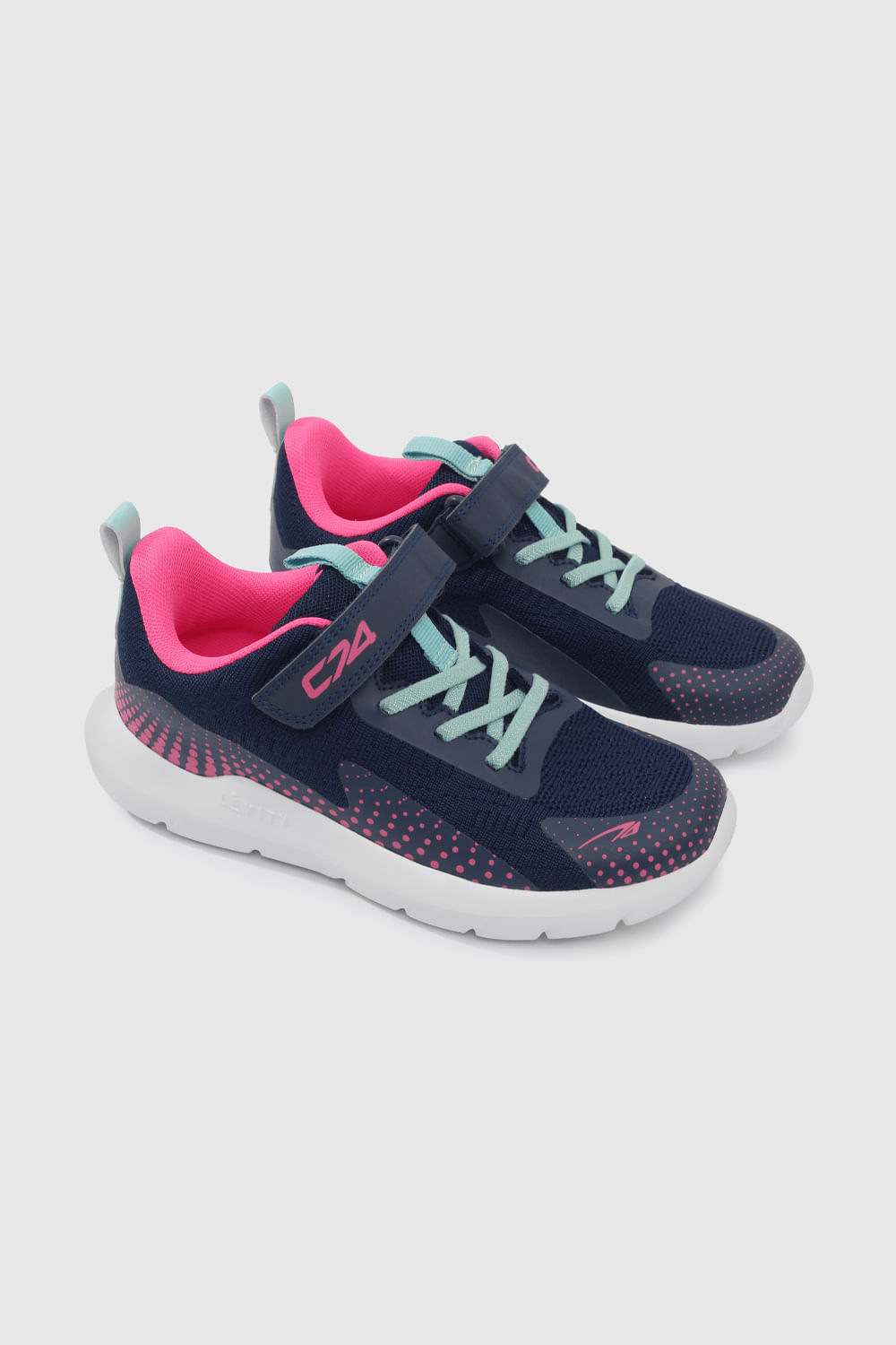Zapatilla Deportiva Azul C74 de runing con velcro para niña