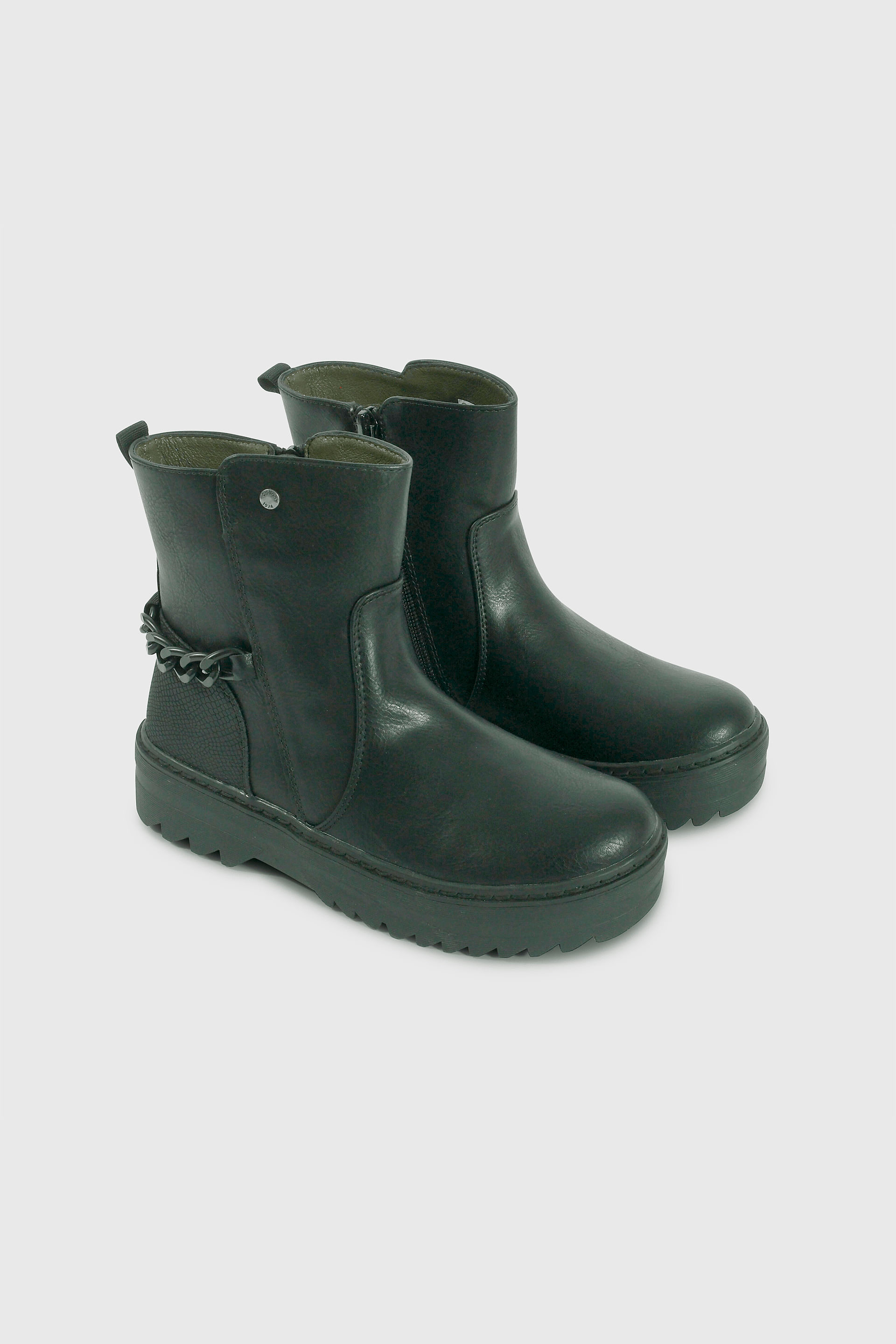 Bootie de Niña Negra Caña Media con Cierre