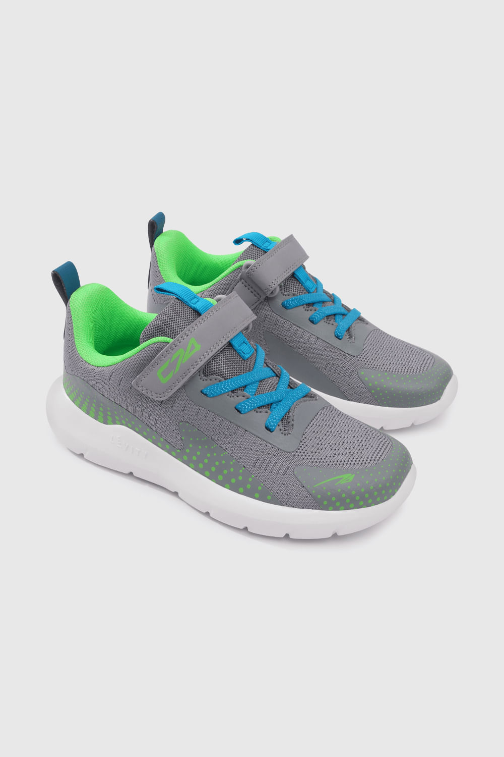 Zapatilla Deportiva Gris Running C74 cierre de velcro niño
