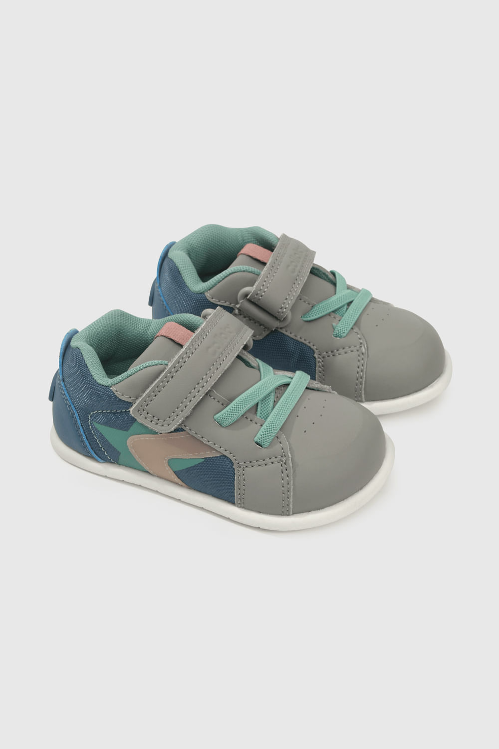 Zapatilla Lifestyle Gris Velcro Elástico Resistente